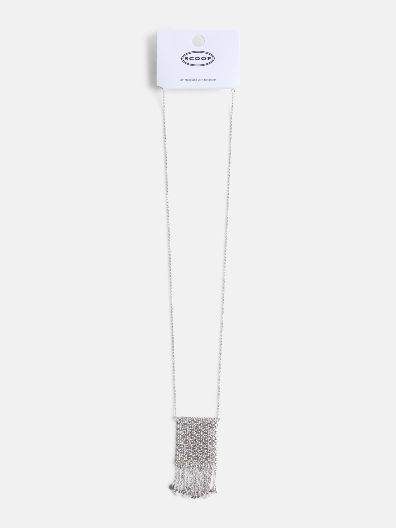 Scoop Chainmail Long Necklace, Silver-Tone