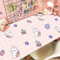 thumbnail image 1 of Desk Pad, Cute Cartoon Table Cover Desk Mat Water Repellent Protector Blotter Mouse Pad for Writing, Laptop, Desktop for Kids Girls (50cm*80cm, Rabbit with Carrot Pink), 1 of 1