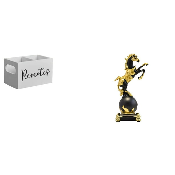 Organizador De Control Remoto De Madera Retro Y Colección De Estatuas De Caballos Modernas Para Mesa, Mesita De Noche, Oficina, Sala De Estar.