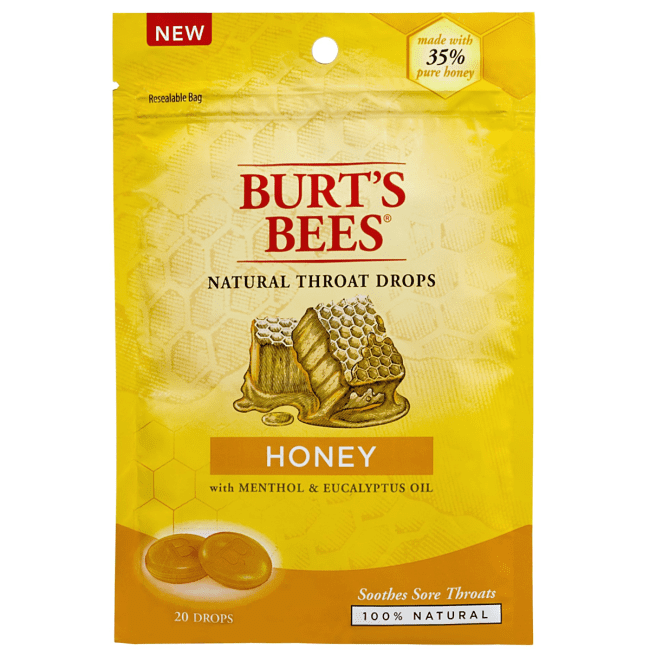 Burt's Bees Natural Throat Drops Honey 20 Ct