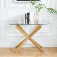 thumbnail image 6 of Gold Glass Oval Console Table, Modern Style Entryway Hallway Narrow Sofa Table, Entrance for Entryway, Living Room, Foyer, Hallway, Office， 45" Lx18 Wx30 H Gold, 6 of 7