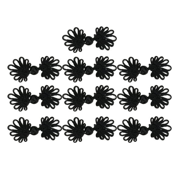 5 Pairs Chinese Dress Frog Closure Knot Button Fastener black