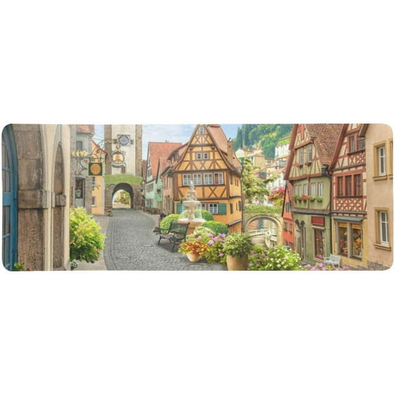 ZHANZZK European Italian Courtyard Beautiful City View Extra Extended Large Gaming Mouse Pad Mat Desk Pad Keyboard Mat 31.5x12 inch