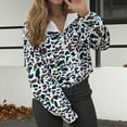 thumbnail image 2 of Towmus Oversized Quarter Zip Pullover Casual Women Camo Zip Up Hoodie Camo Hoodie Womens Colorful Patchwork Graphic Hoodies, 2 of 6