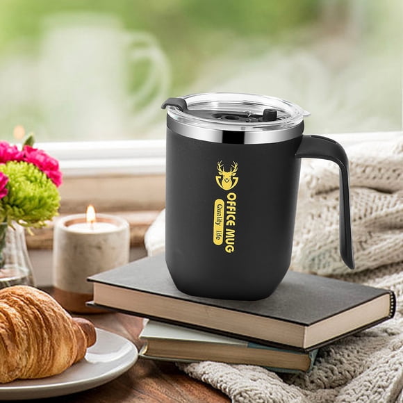 Fiudx 304 Stainless Steel Double-Wall Insulated Mug with Handle | 16 Oz Vacuum Sealed Tumbler | Leak-Proof Lid with Straw & Sipper | Hot & Cold Drink Cup for Home Office Travel