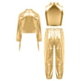 thumbnail image 4 of iiniim Girl's 3 Piece Holographic Outfit Long Sleeve Tassel Hip Hop Modern Jazz dance Jacket Vest and Pants Set Gold 8, 4 of 6