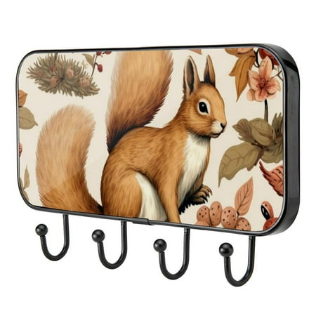 

Cute Squirrel Self Adhesive Towel Coat Wood Iron Hooks for Home Keys Door Outdoor Home Improvement Utility Hook