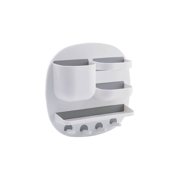 Wosthever Estante autoadhesivo de almacenamiento montado en la pared sin perforaciones, organizador de rejillas múltiples con ganchos, estante colgante Almacenamiento y organización del hogar Blanco Wosthever HA080065-01
