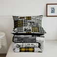 thumbnail image 5 of Rustic Farmhouse Bedding Comforter Sets Retro Buffalo Plaid Bear Deer Wolf Bedding Set Queen Cabin Lodge Comforter Set Hunting Woodland Animal Wildlife Quilt Set Black Yellow Grey, 5 of 6