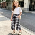 thumbnail image 5 of Zpanxa Girls Buffalo Plaid Wide Leg Pants Elastic Waistband Loose Fit Trendy Casual Trousers with Pockets for School Pants for Girls, 5 of 8