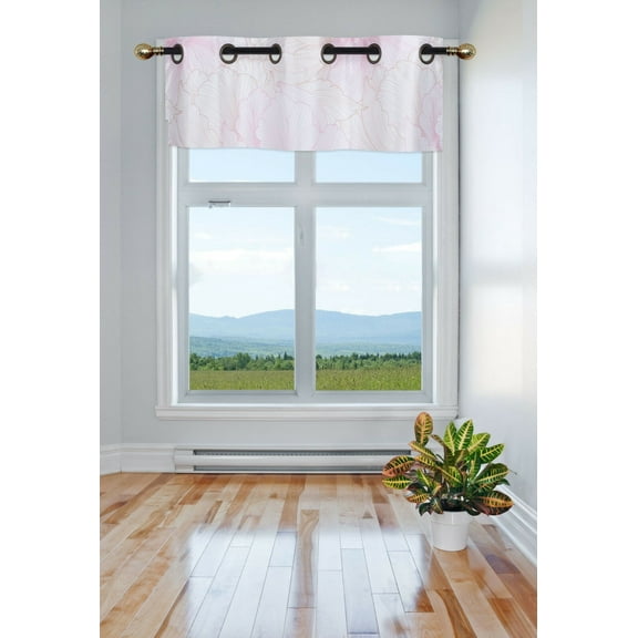 LUXURY VALANCE KITCHEN BATHROOM DÉCOR WINDOW BIG FLOWER FLORAL PINK PRINT DESIGN BLACKOUT LINED VALANCE GROMMEST SIZE 37" WIDE X 18" LENGTH