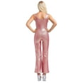 thumbnail image 5 of iixpin Women's Adult 70s Disco Outfit Halloween Sleeveless Flared Jumpsuit Long Bodysuit Costume Red 160, 5 of 6