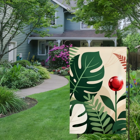 Spring Summer Garden Flag Double Sided Colorful Tropical Linen Welcome Yard House Outside Outdoor Decoration,12*18 inch