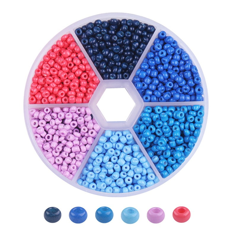 Feildoo 3900Pcs Glass Seed Beads, 6 Colors 2mm 10/0 Bracelet Beads Set,  Assorted Glass Beads with 6 Grid Round Plastic Storage Box, Small Round  Beads for Jewelry Making 