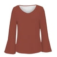 thumbnail image 6 of Flare Sleeve Top, Comdrip Fall T Shirts Women Loose Fit Long Sleeve Boat Neck Tops Casual Blouses Print Sleeve Tops Going Out Tops with Sleeves Brick Red L, 6 of 6