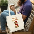 thumbnail image 4 of Merry Christmas Pomeranian Enjoys Woofmas Winter Xmas Holiday Canvas Tote Bag Pom Dog Lover Gifts Reusable Shopping Grocery Bag - 02022, 4 of 5