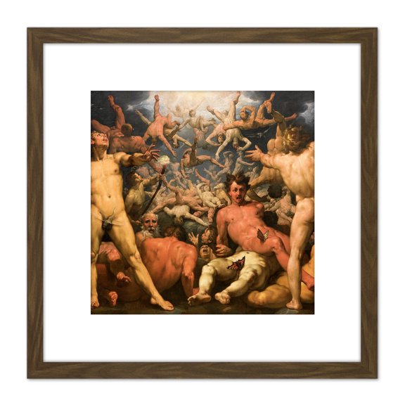 Van Haarlem Fall Titans Titanomachia Greek Myth Painting 8X8 Inch Square Wooden Framed Wall Art Print Picture with Mount