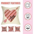 thumbnail image 3 of Hello Valentines Day Decorative Throw Pillow Covers 20 x 20 Set of 4, Peach Pink Love Hearts Arrow Plaid Stripes Outdoor Pillowcase, Anniversary Wedding Sofa Couch Cushion Case Home Decor, 3 of 5