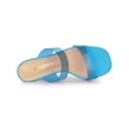 thumbnail image 4 of BLISSFUL STEP Women's Clear Colorful Straps Chunky Heel Slides Sandals Blue (Size 7), 4 of 6