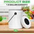thumbnail image 2 of Plexon Countertop Compost Bin with Lid, White 1.5 Gallon Odorless Kitchen Compost Container, Steel Food Compost Bucket for Kitchen with Charcoal Filter, Compost Pail for Kitchen Countertop, 2 of 6