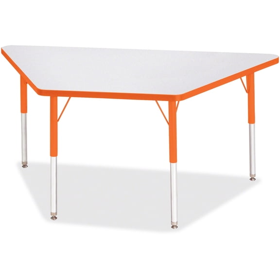 Trapezoid Activity Tables - 30" X 60", A-height - Freckled Gray/Orange/Gray