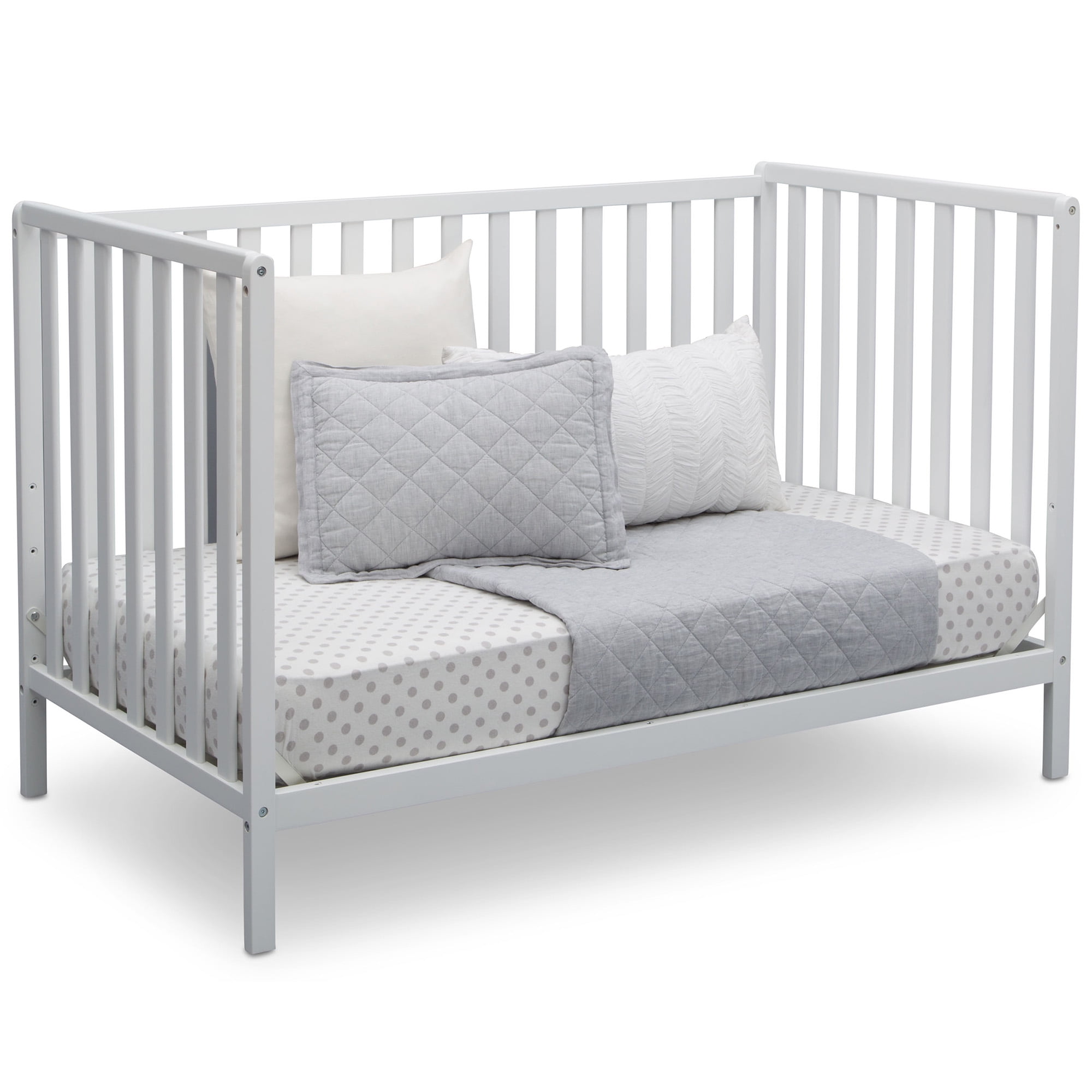 Delta Children Heartland 4-in-1 Convertible Crib, Greenguard Gold Certified, Bianca White