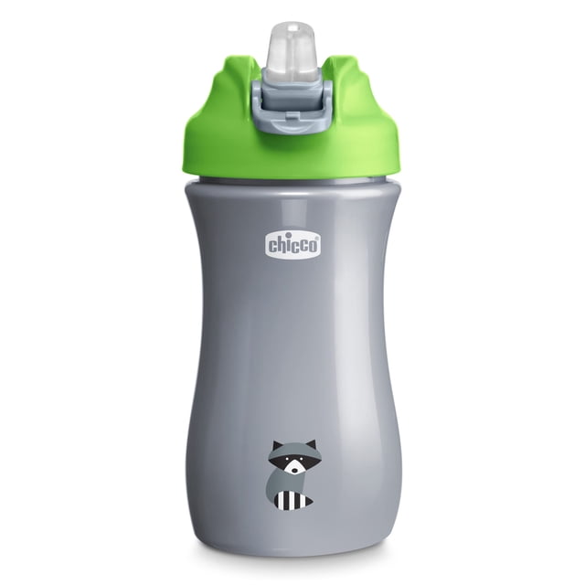 Sippy Cup Chicco Soft Spout, 18 meses o más, 350 ml, sin BPA, verde y plateado