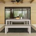 thumbnail image 2 of Modern Outdoor Solid Wood Bench, 60", Seashell Wirebrush, 2 of 8