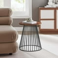 thumbnail image 3 of Valeo Round Wood and Metal Side Table in Walnut, 3 of 9
