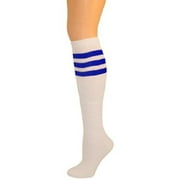 Classic Old School white Striped Tube Socks, Royal Blue (Single Pair)