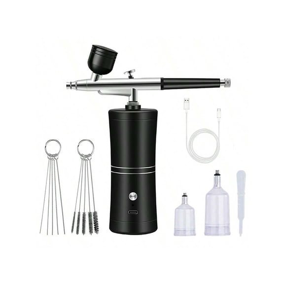 Professional Cordless Airbrush Kit USB Rechargeable Portable Lightweight For Painting Makeup Haircuts Nail Art More With Cleaning Brushes Tools