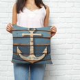 thumbnail image 3 of Throw Pillow Covers 16x16 Inch, Brown Anchor Nautical Decorative Pillow Cases for Couch Sofa Bed, Vintage Coastal Navy Blue Wooden Cotton Linen Square Home Decor Pillowcases with Hidden Zipper, 3 of 7