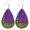#04, variant on Mardi Gras Glitter Leather Earrings 3 Layer Feather St. Patrick's Day Earrings