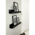 thumbnail image 3 of Kate and Laurel Furrow Modern Wood Photo Display Ledges, Set of 2, 24 Inches, Black, Scalloped Floating Picture Ledge Shelf Set with Lip for Use as Dorm Book Shelves or Gallery Wall Decor, 3 of 9