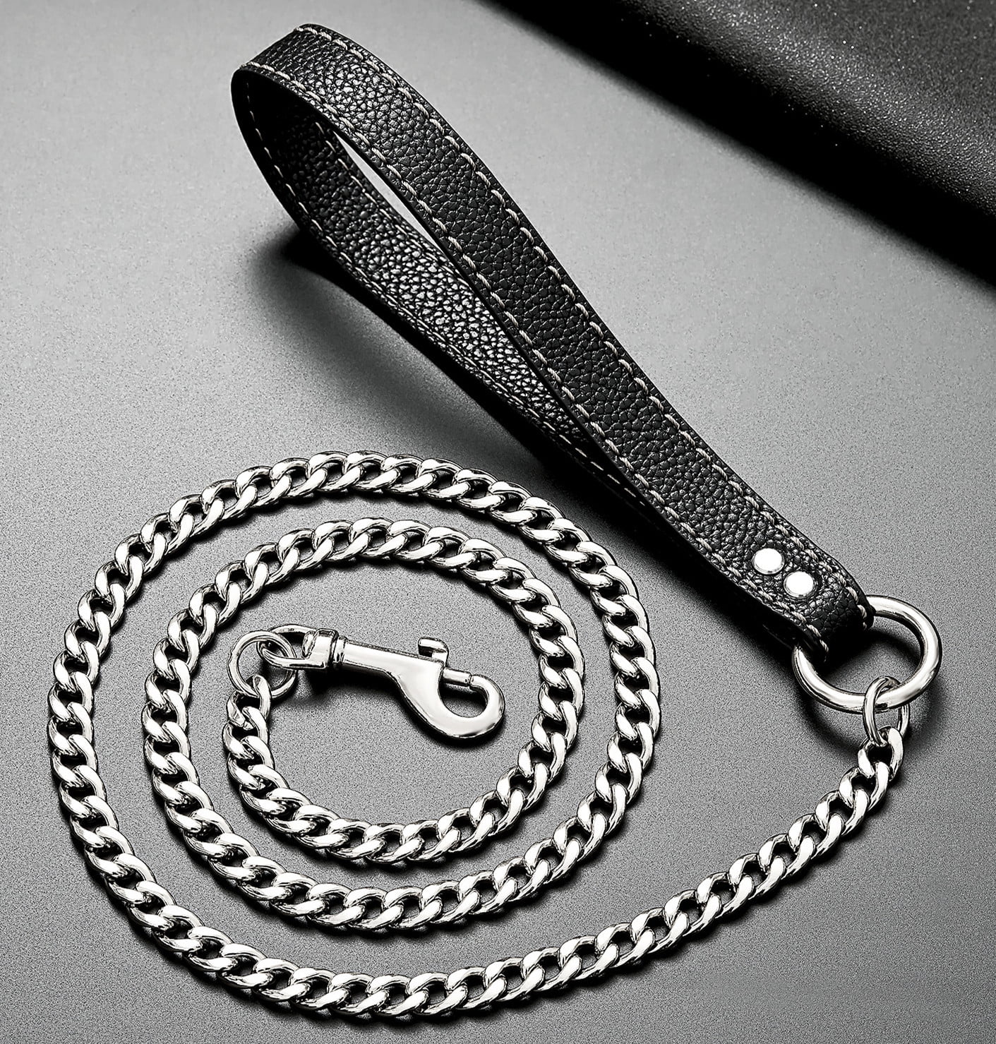 W/W Lifetime 3ft Strong Chew-Proof Metal Steel Black Training Walking Dog Leash Pet Door