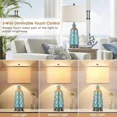 thumbnail image 3 of 26'' Table Lamps Set of 2, Touch Control, Modern Glass Bedside Lamps 2 USB Ports, 3 of 5