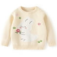 thumbnail image 2 of Odeerbi Infant Boys Girls Sweater Cute Winter Thermal Knit Crewneck Sweater Children's Soft Cotton Outerwear Pullover Sweater Infant Clothes Beige, 2 of 5