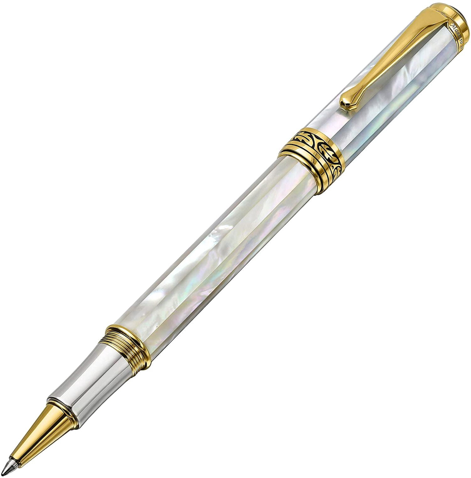 Xezo Xezo Maestro® 18K Gold Plated Rollerball Pen - Oceanic White Mother of Pearl