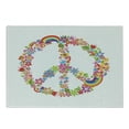 thumbnail image 1 of 1970s Cutting Board, Peace Designed from Colorful Flower Blooms and Rainbow Stripes Spring Season, Decorative Tempered Glass Cutting and Serving Board, in 3 Sizes, by Ambesonne, 1 of 2