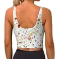 thumbnail image 3 of Haiem Wildflower Watercolor Pattern Womens Sports Bra - U Neck Padded Low Impact Yoga Bra Workout Crop Top Gym Moisture-Wicking Workout Vest -Medium, 3 of 9