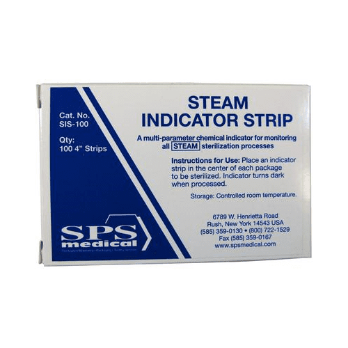 SPS Medical SIS100 Steam Sterilization Indicator Strips 4" 100/Bx