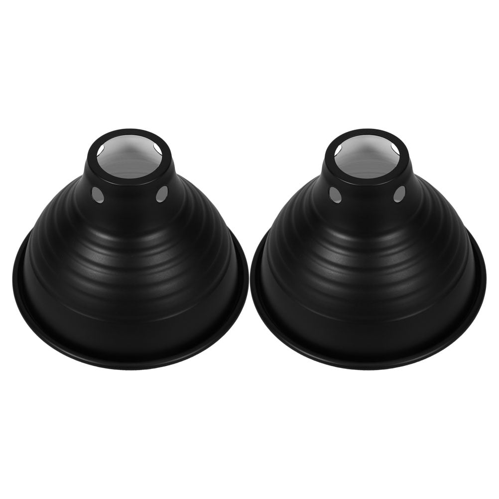 EXHUMKY 2pcs Reptile Heat Lamp Holder with Optical Reflection Dome Cover Black