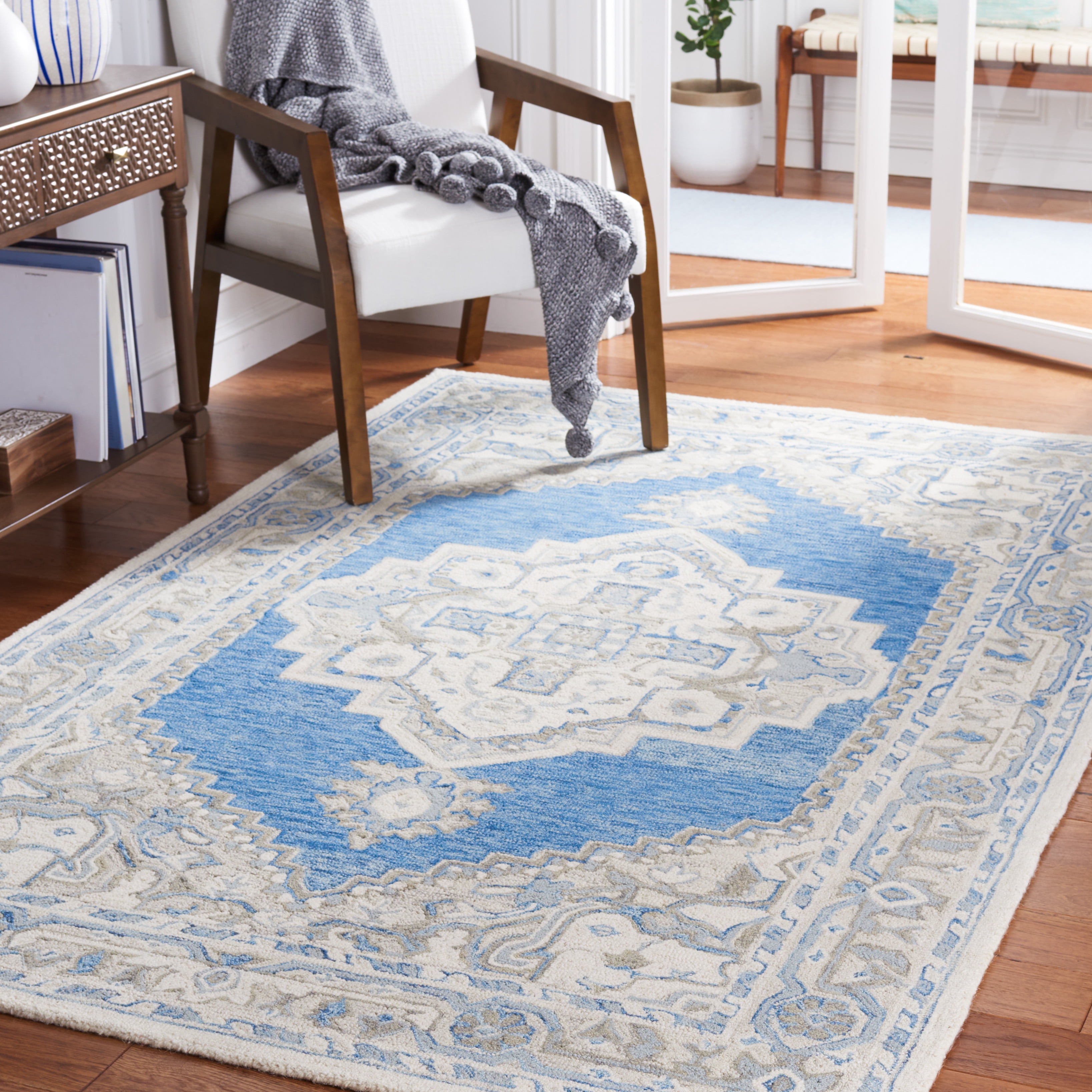 SAFAVIEH Metro Bevis Medallion Area Rug, Navy/Ivory, 8' x 10'