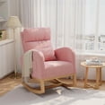 thumbnail image 1 of Modern Nursery Rocking Chair, Boucle Upholstered Rocking Chair, Comfortable Rocker Recliner with Side Pocket, Rocker Glider for Living Room, Bedroom, Nursing Room, Pink, 1 of 8