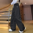 thumbnail image 6 of XEGLSBU Girls Casual Pants Size 10-12 Girls Casual Pants Straight Leg Cargo Joggers Versatile Two Way Wearable Trousers Fall Black Size 13-14 Years, 6 of 6