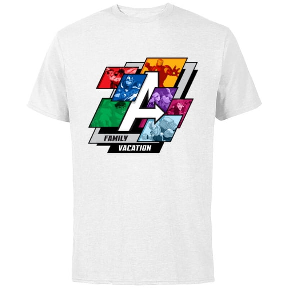 Marvel Avengers A-Logo Family Vacation Trip Travel - Short Sleeve Cotton T-Shirt for Adults - Customized-White