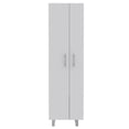 thumbnail image 2 of White Cabinet, Double Door With Five Interior Shelves, 71.3 Inch Tall For Cleaning Supply Storage, Modern Freestanding Particle Board Cabinet Kitchen - White, Storing Supplies, Made Of Board,, 2 of 5