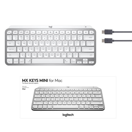 Logitech - MX Keys Mini TKL Bluetooth Scissor Mini MX Keys Switch Keyboard for Apple mac OS, iPad OS with Backlit Keys - Pale Gray