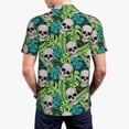 thumbnail image 4 of Balery Skull and Palm Leaves Printed Men’s Short Sleeve Polo Shirt, Midweight Men's Shirt,Golf Polo shirts -3X-Large, 4 of 9