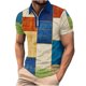 thumbnail image 1 of Mens Camisas de Manga Corta Impresa Gira-Abajo Collar Cremallera, Camiseta Casual Blusa para el Hogar, Diario Y Cuatro Estaciones de Uso, 1 of 5